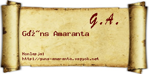 Güns Amaranta névjegykártya